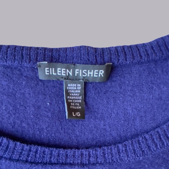 Eileen Fisher 100% merino wool lightweight blue sweater large - Picture 5 of 10